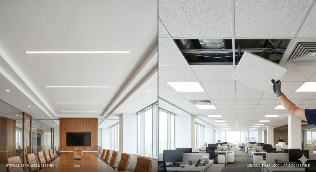 Gypsum Ceiling Vs Mineral Fiber Ceiling: A Complete Comparison Guide
