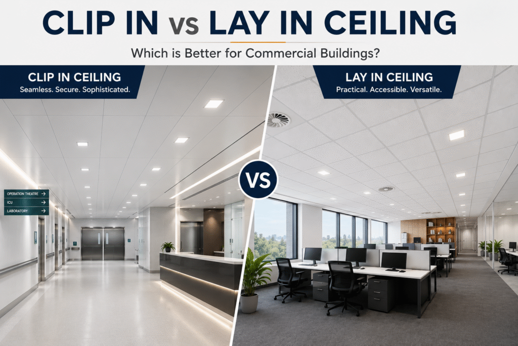 Clip In vs Lay In Ceiling: Which is Better for Commercial Buildings?