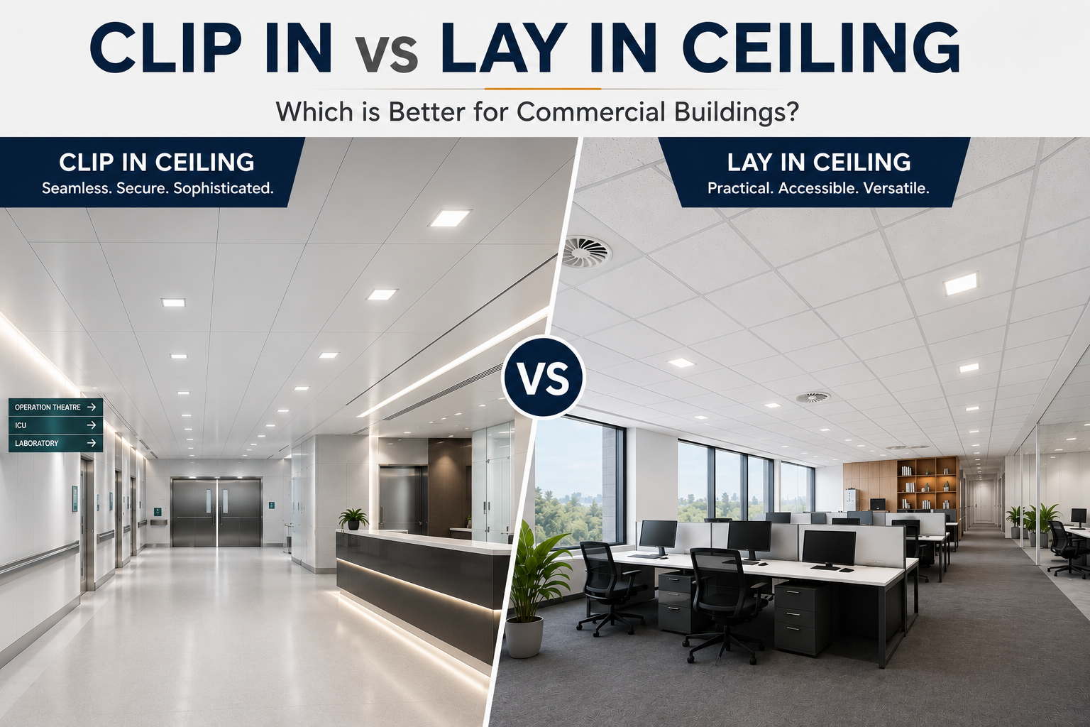 Clip In vs Lay In Ceiling: Which is Better for Commercial Buildings?