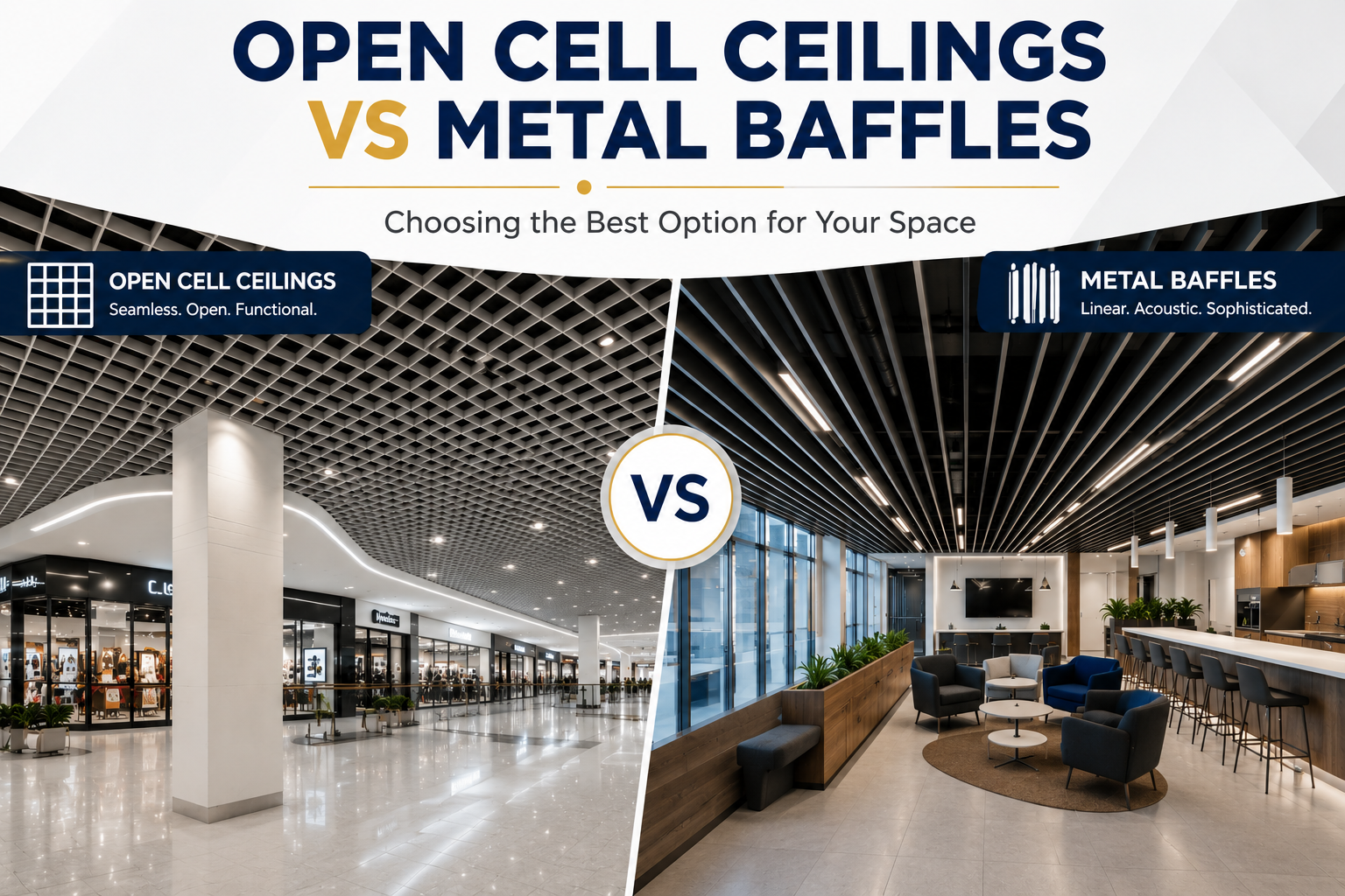 Open Cell Ceilings vs Metal Baffles: Choosing the Best Option