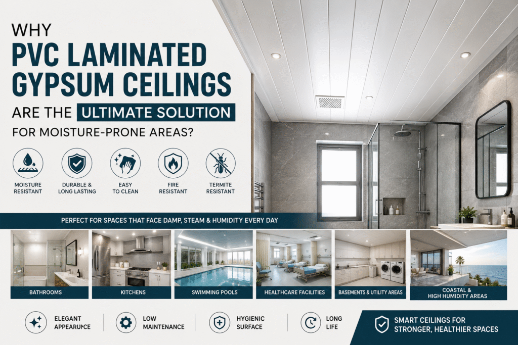 Why PVC Laminated Gypsum Ceilings are the Ultimate Solution for Moisture-Prone Areas?
